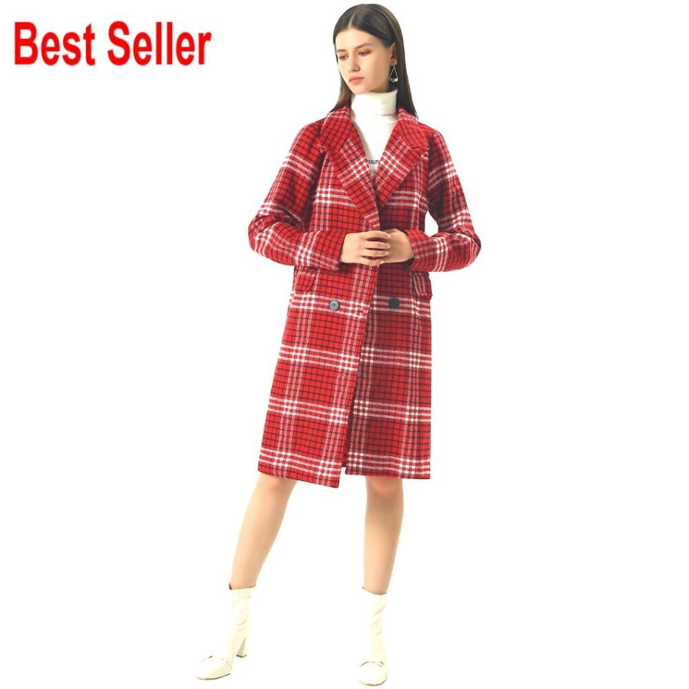 Oversized Wool Peacoat Classic Double Breasted Lapel Collar Long Coat
